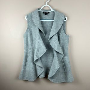 ST. JOHN | gray Melange Ruffle Sleeveless Vest Angora Wool Cashmere size 6